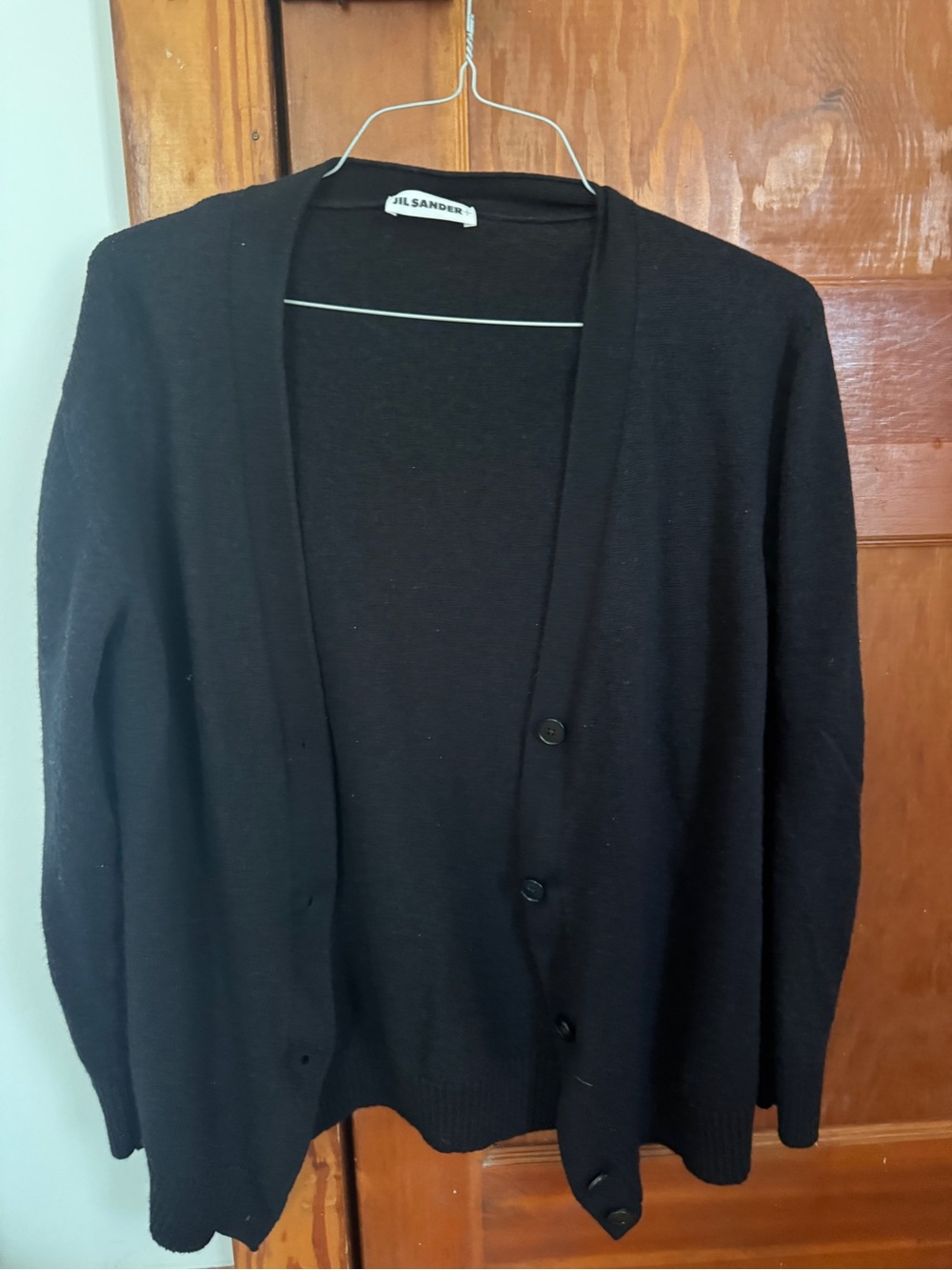 Jil Sander Men's Black V-Neck Button Cardigan